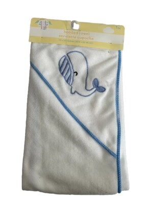 Angel Of Mine Baby Hooded Towel Blue WHALE READ PLEASE Thread Pulls