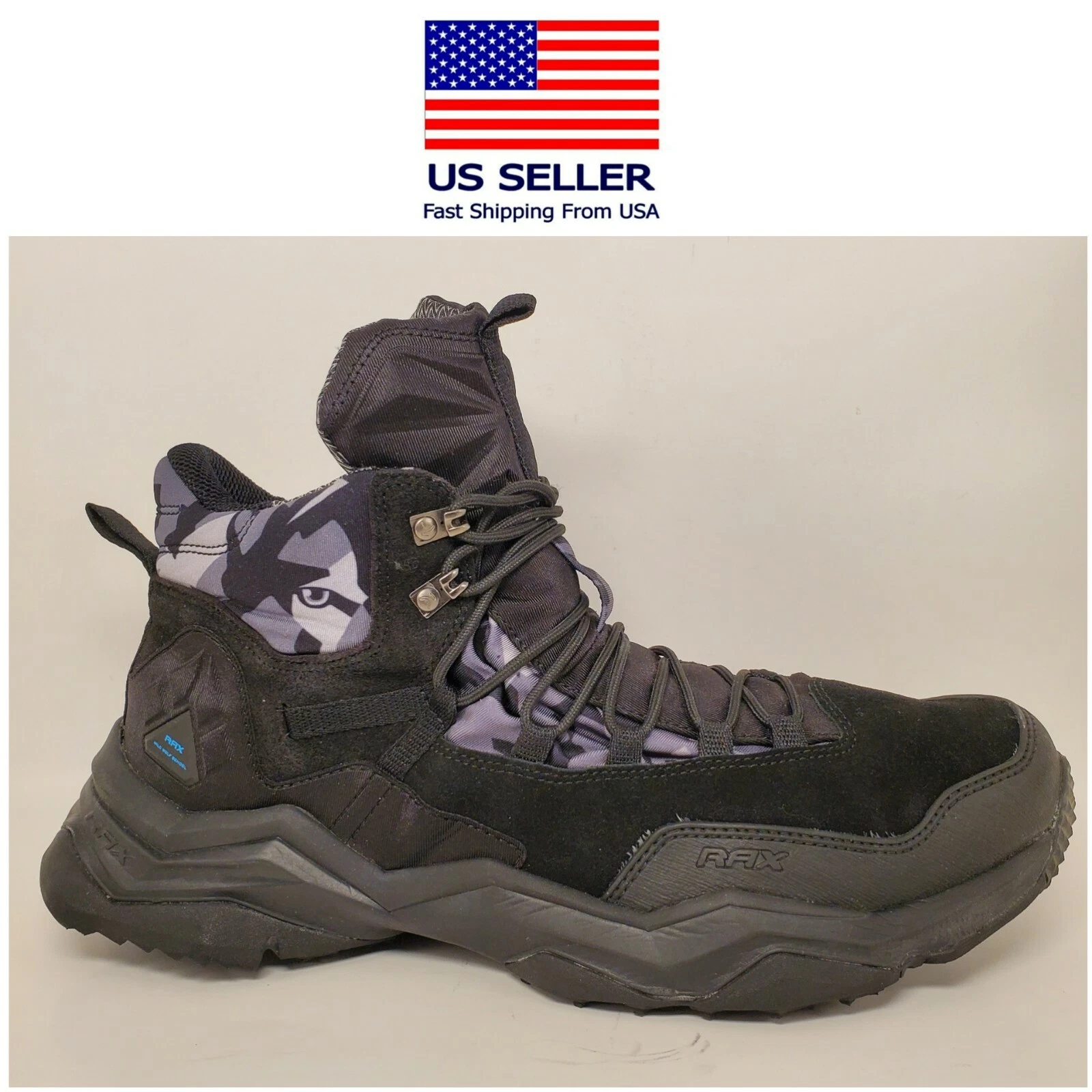 RAX Men's Sz 13 Wolf Outdoor Breathable Hiking Boot Camping Black 63-5B370