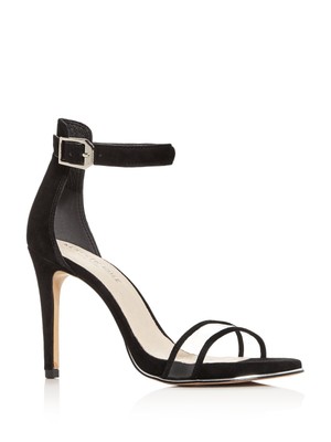 KENNETH COLE Womens Black Vinyl Strap Brooke Almond Stiletto Leather Sandals 8 M