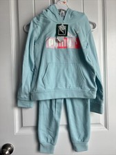 NEW NWT Girls Size 6x Puma Baby Blue Hooded Sweatsuit Pant Set