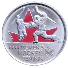 2009 Canada 25 Cents Olympic Womens Hockey Colored Uncirculated Quarter Coin