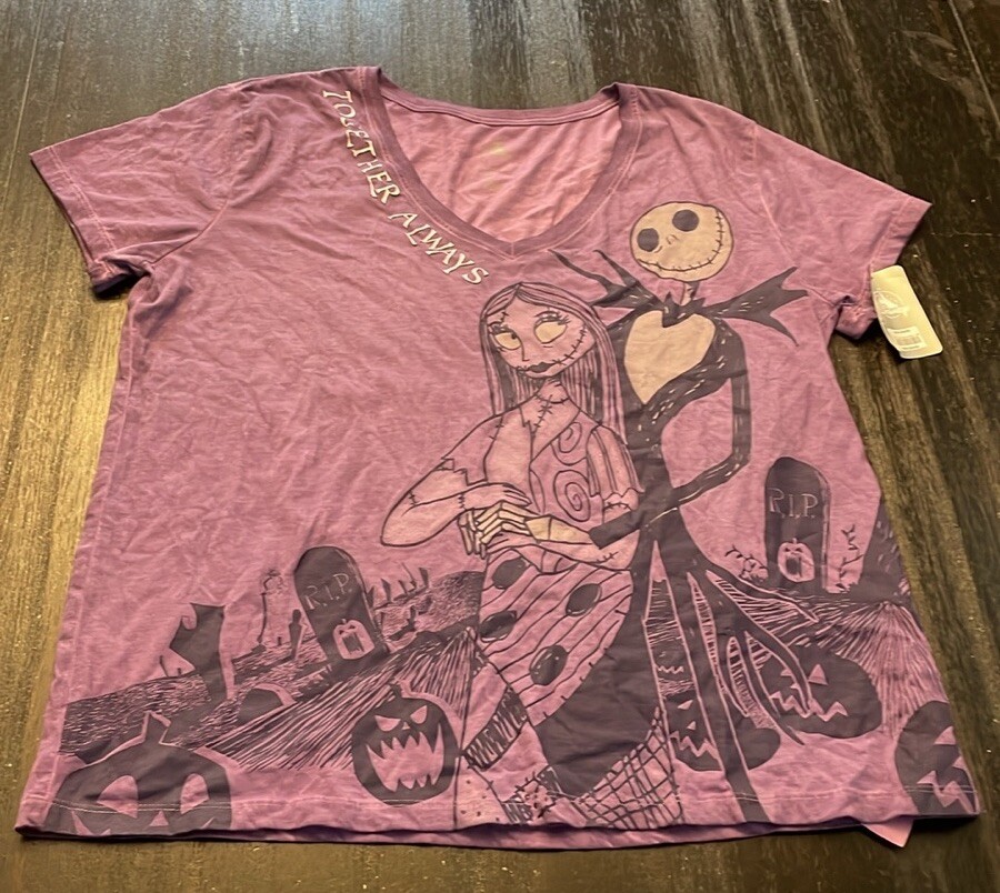 Disney The Nightmare Before Christmas Jack Sally Purple T-Shirt - Main Image
