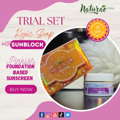kojic with placenta and glutathione soap Kojic Acid Whitening Soap Plus Sunblock Foundation w/ Placenta Cream 10g