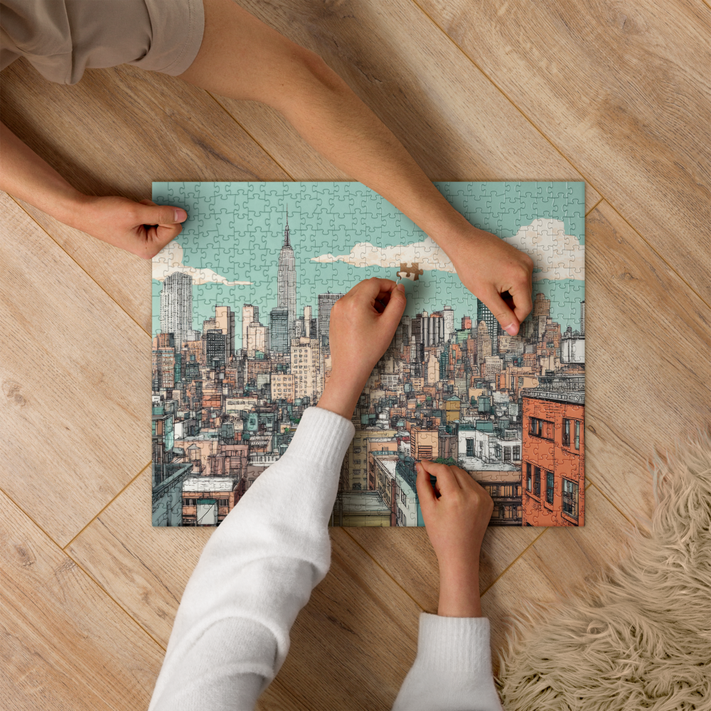 吉岡耕ニ　油彩empire state Bd Ukiyo-e New York Skyline Puzzle –520 Pieces of Artistic Bliss | eBay