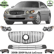 Front Grille Assembly & Headlight Assembly Kit For 2008-2009 Buick LaCrosse