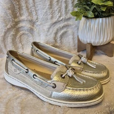 Sperry Top-Sider Women's Angelfish Gold Tan Boat Shoes Slip On Loafers Sz 8.5