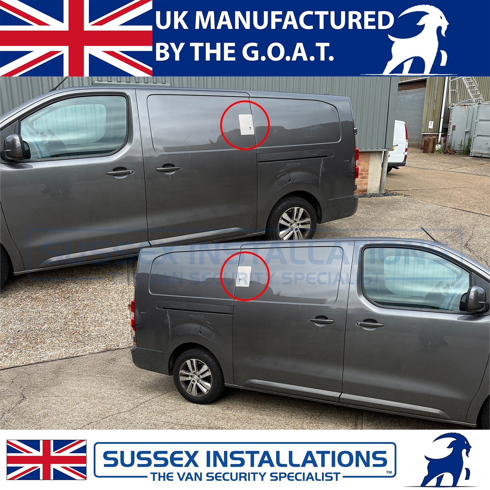 For Citroen Dispatch 2017-Onwards Twin Side Door Deadlock Shield Brushed