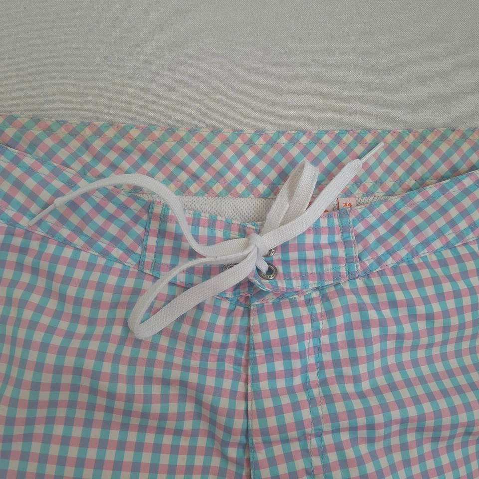 Sundek Mens Board Shorts Size 34 Rainbow Beach Swim Trunk Gingham Check Lined - Image 4 of 4