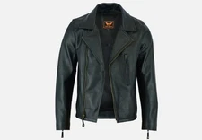 Mens Classic Vintage Genuine Top-Grain Cowhide Biker Leather Jacket