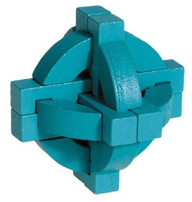 IQ Test Holzpuzzle Weltraumkugel Blau 
