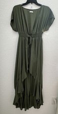 Victoria's Secret LASCANA Green Ruffled Trim Wrap Maxi Dress Cover-Up 6 Beachy