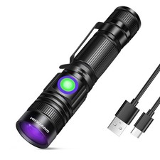 UV Black Light Flashlight 395nm - Rechargeable USB Woods Lamp, Powerful Mini ...