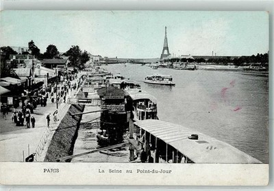 39480998 - Paris la Seine au Point du Jour Eiffelturm Schiff Gebrauchsspuren