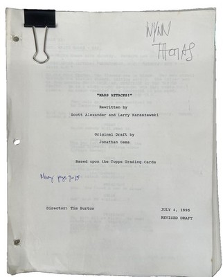 Original 1995 Mars Attacks! Revised Draft Script Wynn Thomas Tim Burton 117pp