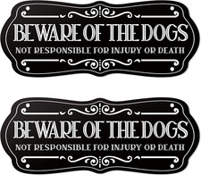 2 Pieces Dog Sign for Fence Beware of Warning Signs Metal Aluminum Funny Rustic