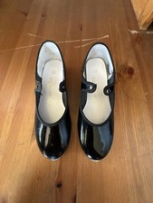 Dance Time Black Patent Leather Kids Tap Dance Shoes Kids Size 12 Made in USA
