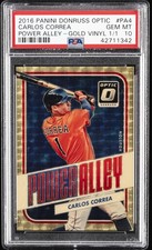 2016 PANINI DONRUSS OPTIC POWER ALLEY GOLD VINYL #PA4 CARLOS CORREA 1/1 PSA 10