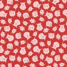 Animal Fabric  Farm-tastic Friends Pig Toss Red  Studio E YARD