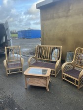 Patio Conservatory 4-Piece Compact Furniture Set Wicker and Bamboo Table Chairs