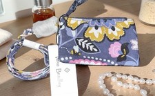 Vera Bradley Charmont Meadow Zip ID Case Wallet Lanyard Card Holder Floral New
