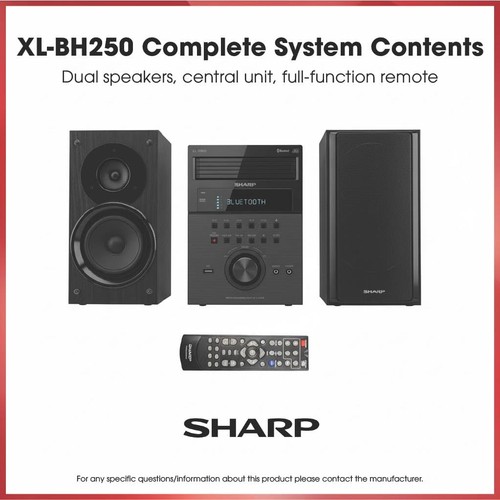 Sharp 5 CD Stereo System with Radio, Bluetooth 50W RMS, XL-BH250GL - Picture 8 of 8