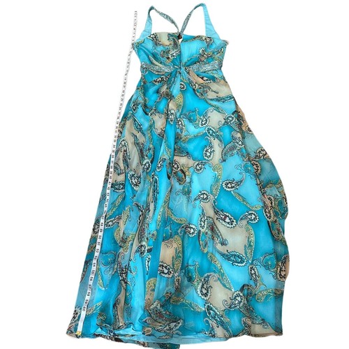 NWT Laffe Jasmine SZ. 12 PAISLEY Sequin Blue Halter Formal Summer Low Back Dress - Picture 8 of 20
