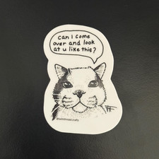 Funny Black and White Cat Sticker