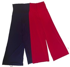Women High Waist Wide Leg Palazzo Pants Medium Stretch Lounge Yoga Navy Red