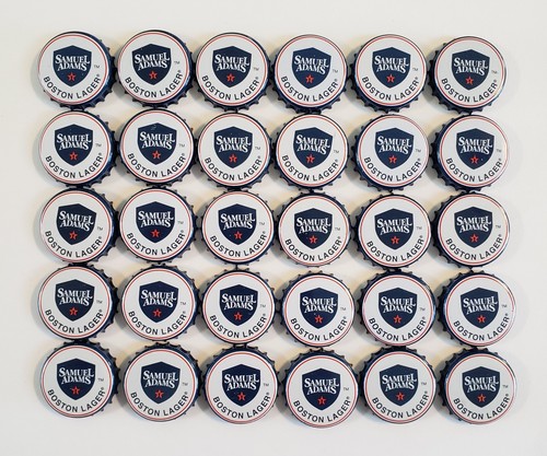 100 Sam Adams Boston Lager White Beer Bottle Caps Crown Crafts CRIMPED - Picture 2 of 10
