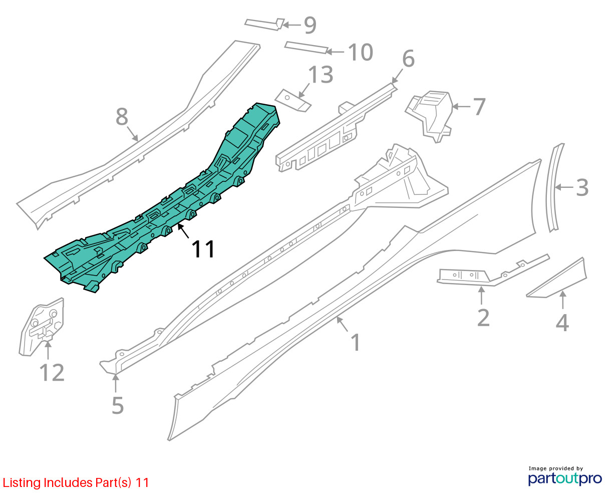 BMW I8 I12 Right Passenger Side Skirt Bracket Assembly 7336374 2014 - 2020 OEM