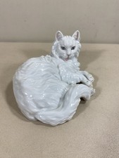 Marked with Royal Vienna Wein White Porcelain Persian Cat Figurine
