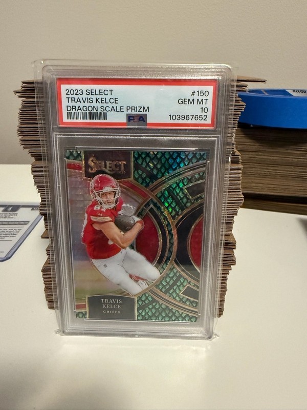 2023 Panini Select Travis Kelce Dragon Scale Prizm /70 PSA 10 #150