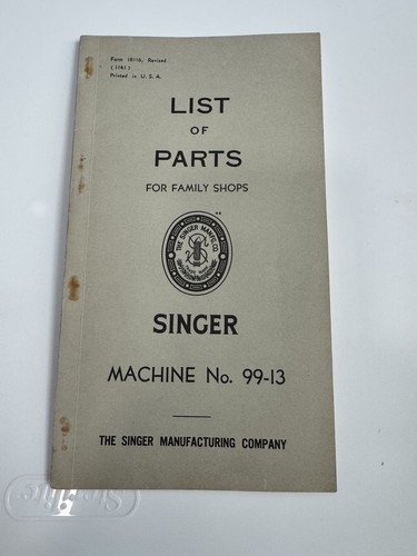 RARE 1941 LIST OF PARTS BOOK by SINGER 99-13 SEWING MACHINE