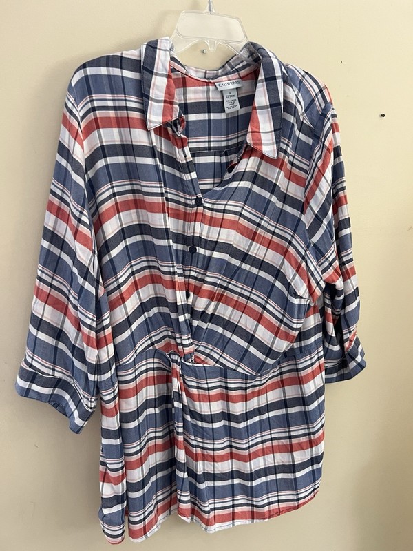 REDUCED Women’s Plus Size 2X Red/White & Blue Checked Catherine’s Blouse