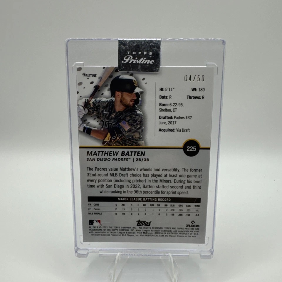 Matthew Batten 2023 Topps Pristine Gold Refractor Encased #24/50 - Image 2 of 2