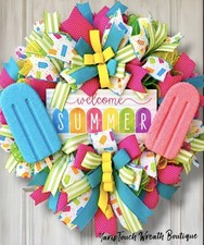 Hello Summer Wreath With Popsicles, Summer Door Wreath