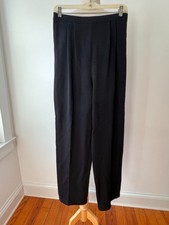 St. John Basics Black Pull-On Santana Knit Pants Pleated Size 6 Classic