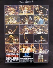 1978-79 NBA Champs Sonics Auto 17x22 Poster 9 Sigs Fred Brown Lenny Wilkens MCS
