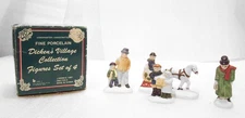 Brinns Dickens Village Figures Set of 4 Scrooge Tiny Tim 2” Porcelain w Box 1987