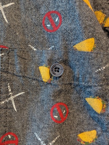 Marvel Men's Deadpool Size Large Button Up Shirt Medium Gray Printed Graphic - Picture 2 of 5