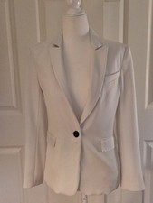 Rag  Bone Women's White Blazer with Grosgrain Accents Sz 00 Very Good Condition