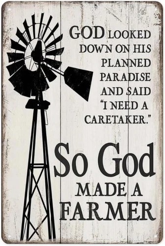 Metal Tin Sign 8 X 12 Inch - So God Made A Farmer - Vintage Metal Plaque, Christ