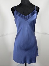 Vintage Victoria's Secret 100 Silk Blue Charmeuse Slip Dress Lingerie Small