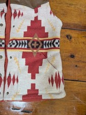 Gilet Orvis Stile Pendleton 100% Lana/Pelle "Omaggio al Sud Ovest" Spedizione FR