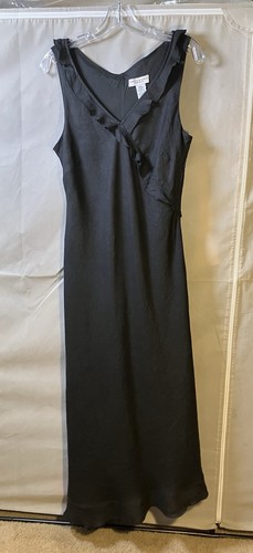 Pure & Simple “A Way Of Life” Sheath Maxi Dress Black Sz 8 Ruffle Sleeves