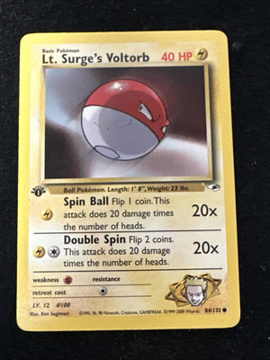 Pokemon 1st Edition Gym Heroes Lt. Surge's Voltorb 84/132 - NM