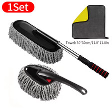 Car Cleaning Duster Microfiber Large Home Wax Treated Plastic Handle Brush