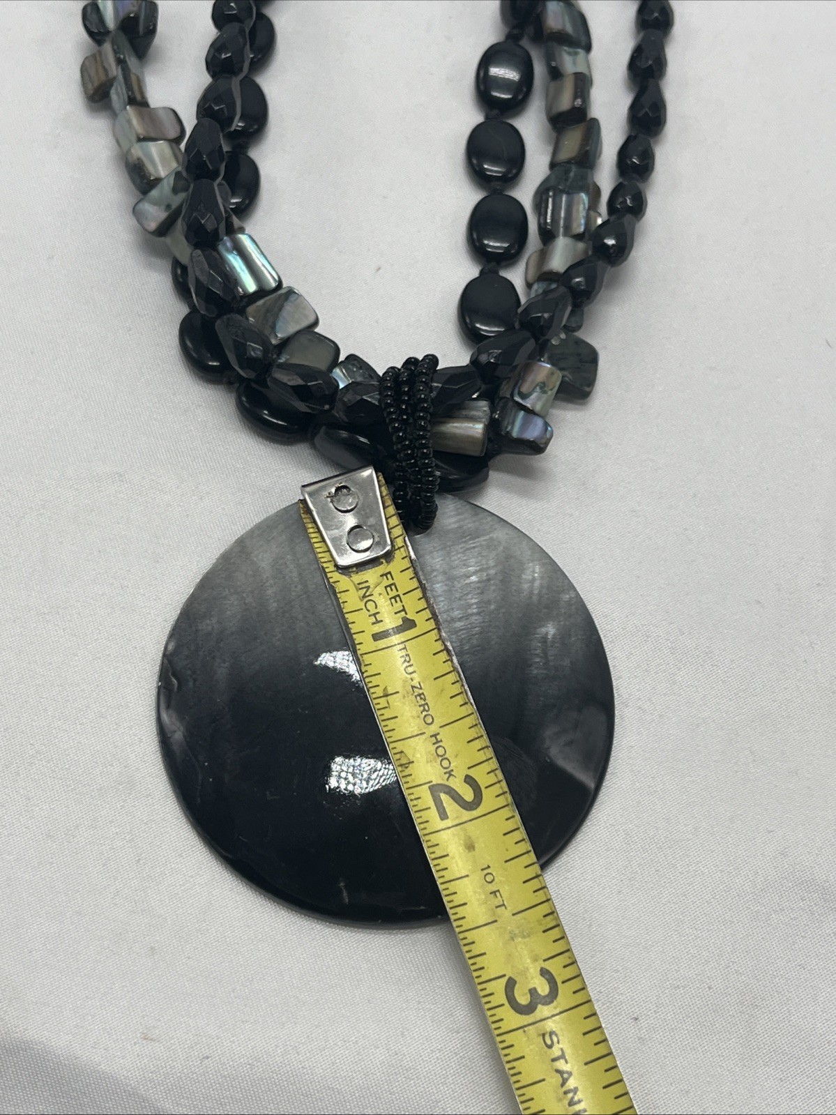 Statement Necklace Shell Pendant Multi Strand Hem… - image 11