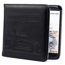 Car Registration and Insurance Holder, Magnetic Closure, Embossed Truck Black