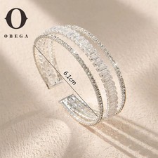Chic Multilayer Cuff Bracelet Full Shiny Cubic Zircon Korean Bangles Class